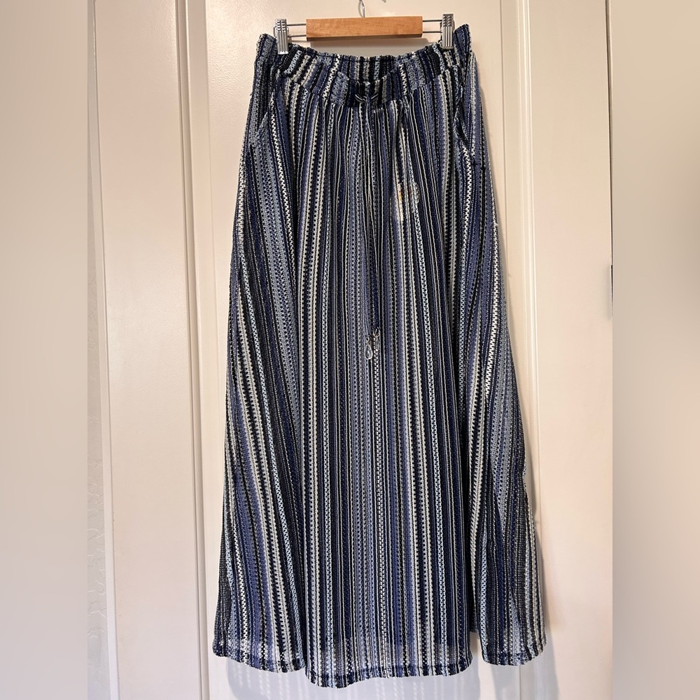 C&C California Blue and White Striped knit Coverup Skirt NWT